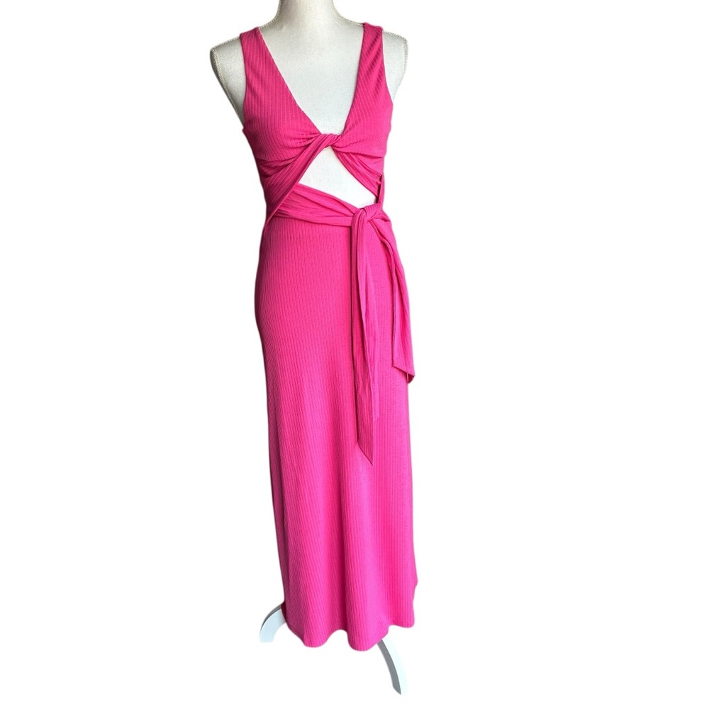 Significant Other Pink Cutout Maxi Dress | Ribbed Tie Waist | Chic Summer - Picture 2 of 10